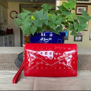 Red Patent Leather Arcadia clutch